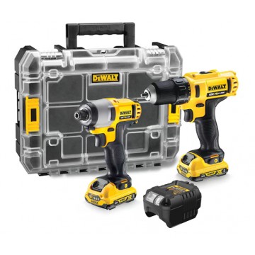 DEWALT 12V MAX COMBO DRILL DRIVERS & IMPACT DRIVERS IN CLEAR TSTAK (2.0AH X2) DCK211D2T