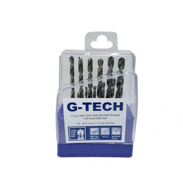G-TECH HSS DRILL SET, HALF GROUND, BRIGHT FINISH, METRIC SIZE