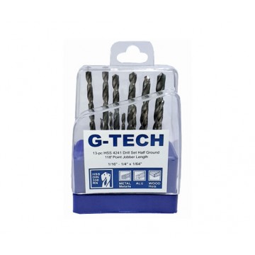 G-TECH HSS DRILL SET, HALF GROUND BRIGHT FINISH, FRACTIONAL SIZE